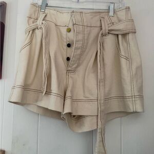 Elegant High-Waisted Cream Shorts